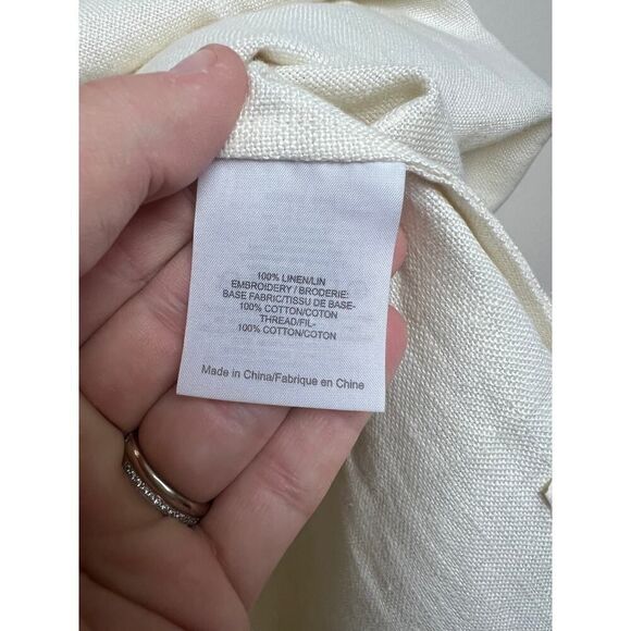 Tory Burch Cream Linen Tunic with Embroidery Accents Sz. 4 - Picture 5 of 9
